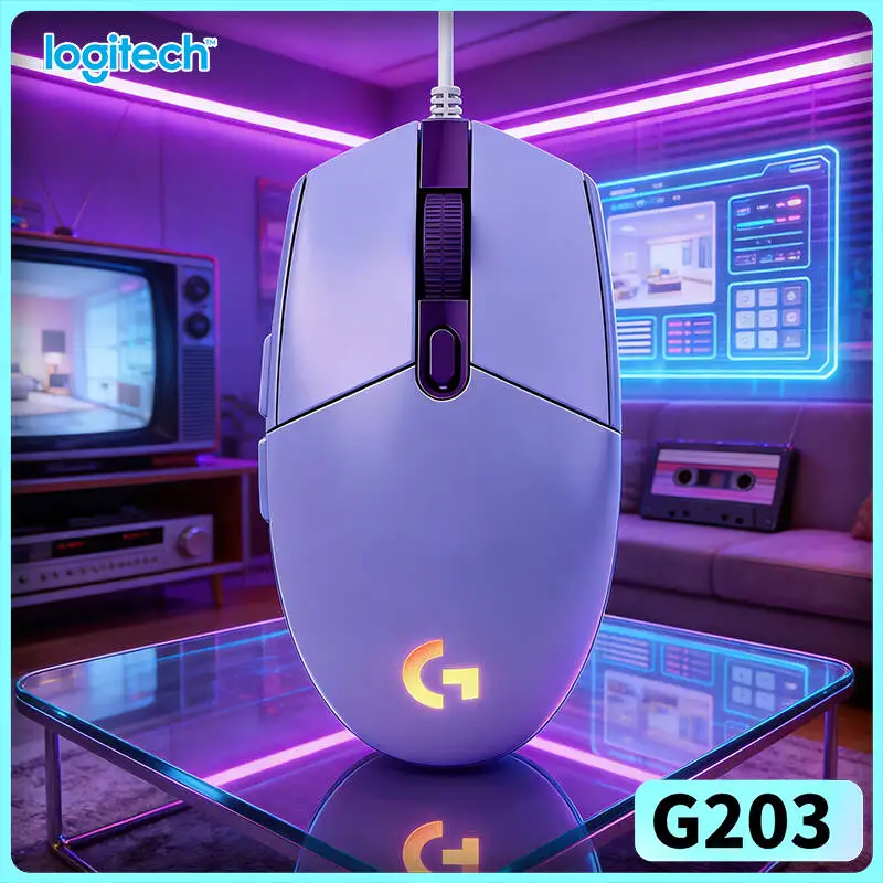 Logitech G203 Prodigy Wired Gaming Mouse 8000 DPI RGB Lighting 6 Buttons 1ms Response 2.1m Cable Gamers Snug Fit