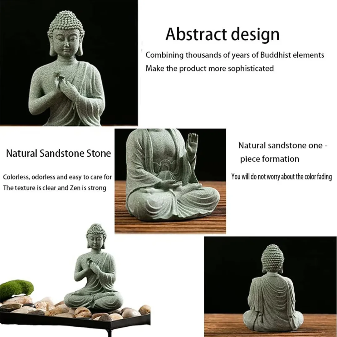 Stone Buddha Statue Ornaments Creative Craft Tabletop Statue Gift for Housewarmin