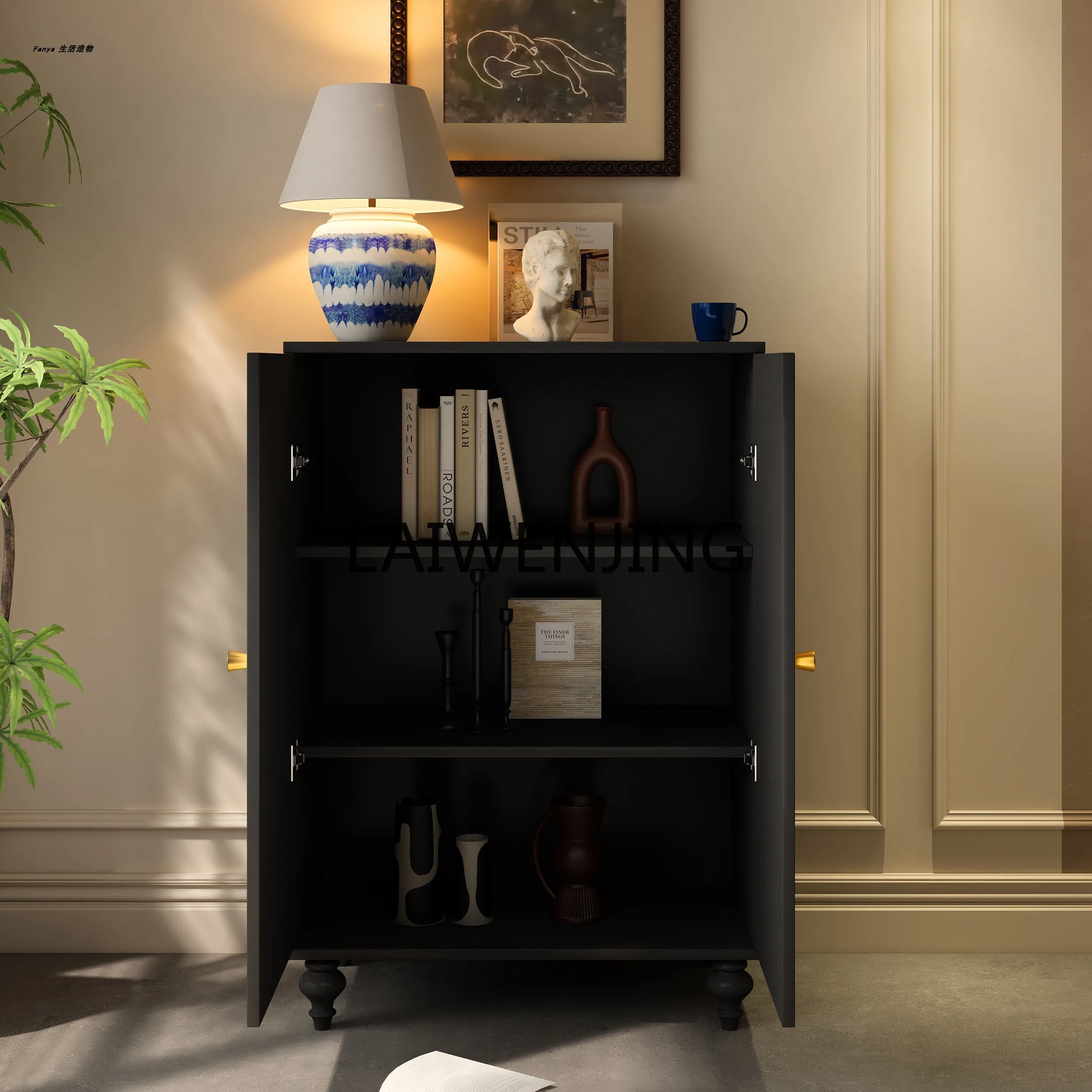 SGF French-style antique entrance cabinet, high-footed storage and storage integrated decorative side cabinet