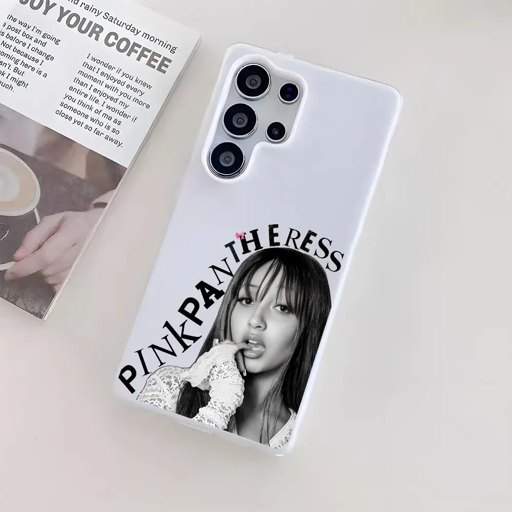 Pink P-Pantheress Phone Case For Samsung Galaxy S25 S24 S23 Ultra Jelly Clear Case Soft TPU 2-in-1 Shockproof Cover