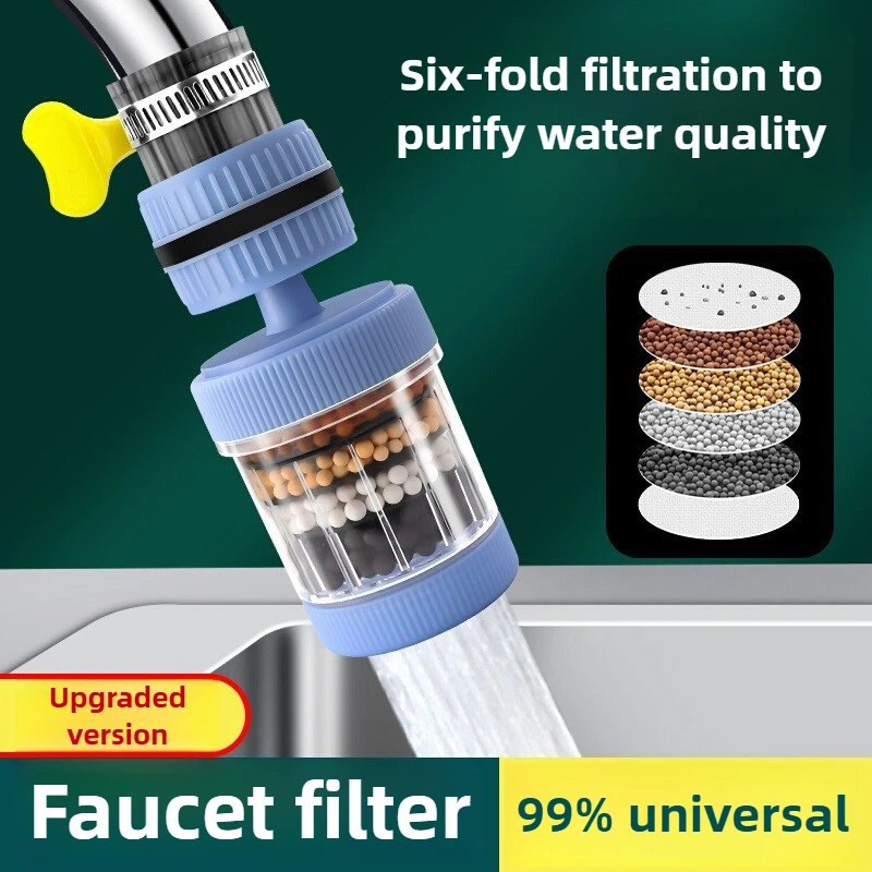 

6 Layers Tap Purifier Universal Faucet Tap Filter Splashproof 360 Degree Rotation Water Saving Bubbler for Home Kitchen Bathroom