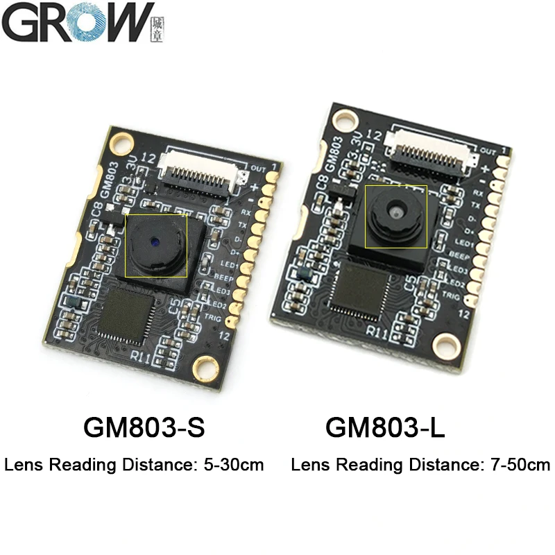 GROW GM803 Series Small Cheap DC3.3V USB/TTL232 Interface Barcode Scanner Module 1D/2D QR Bar Code Reader PDF417 for Arduino