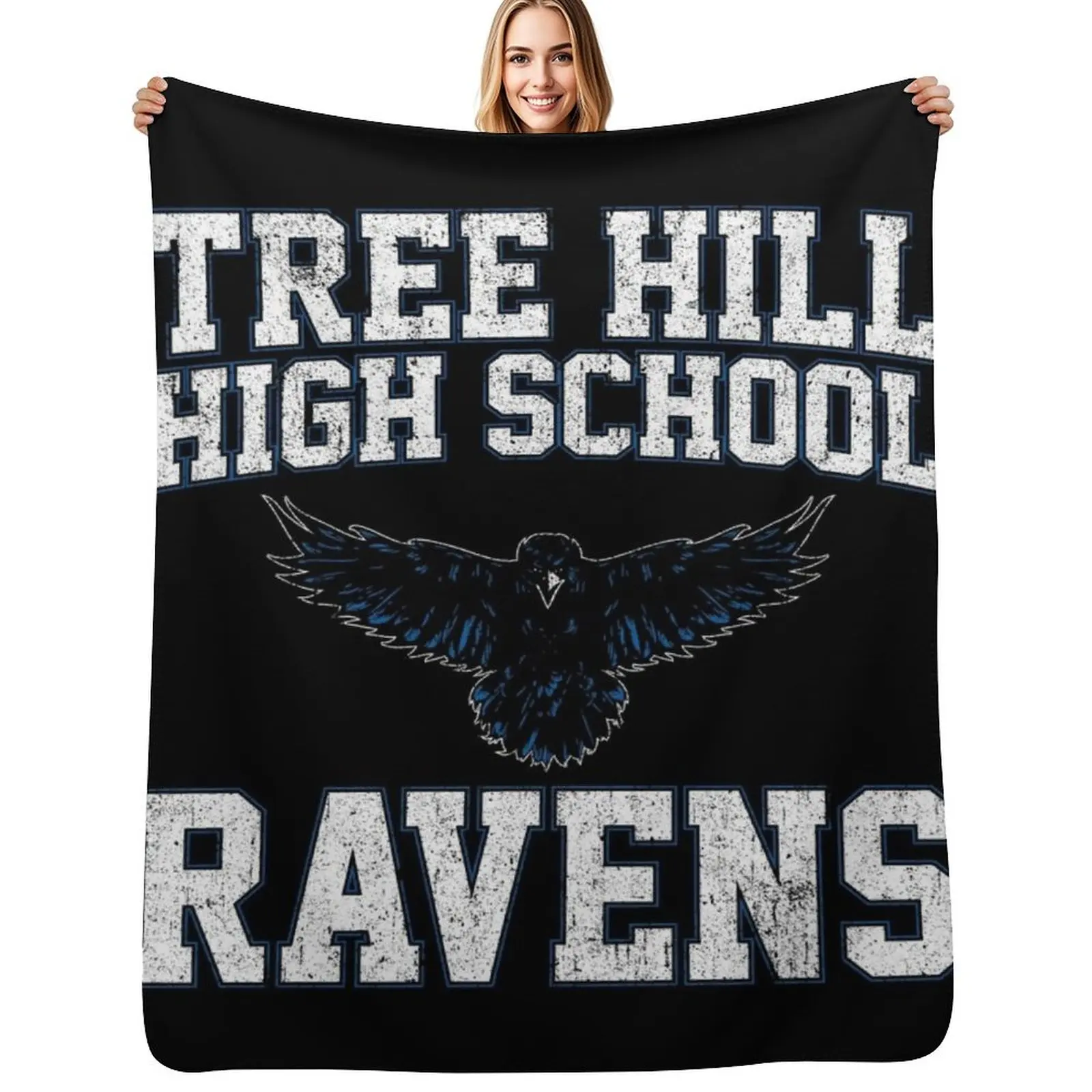 Tree Hill High Ravens Throw Blanket Wrinkle Resistant Lightweight Blanket