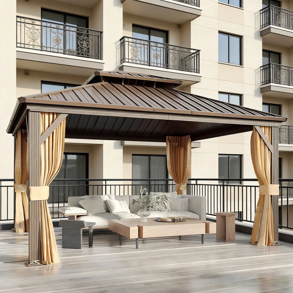 Aluminum Alloy Gazebo Pergola Waterproof Outdoor Patio Canopy Windproof Hardtop  Hardtop  12x16 12x12 Hardtop