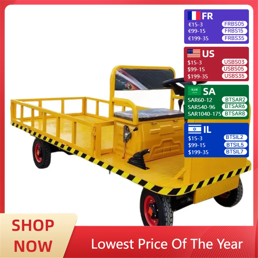 

Steering wheel electric flatbed truck four-wheel cargo warehouse transporter