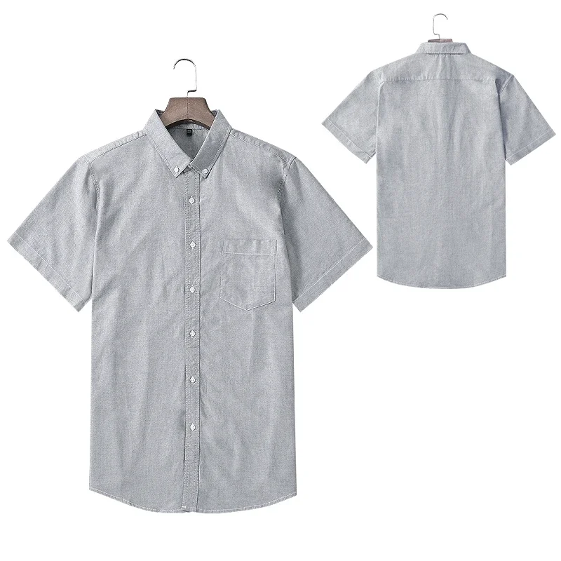 Fashion korean popular summer Short sleeve shirts for men 100%cotton Oxford shirt soft solid color white casual eleants clothes