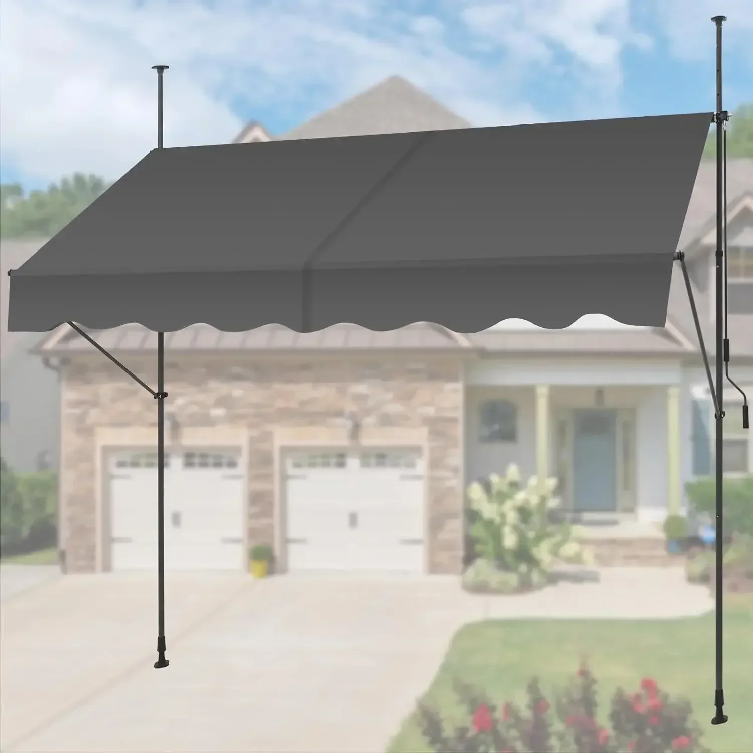 

Manual Retractable Awning, 118-Inch Adjustable Retractable Awnings for Patio Door Exterior Sunshade Shelter, Window Awning Canop