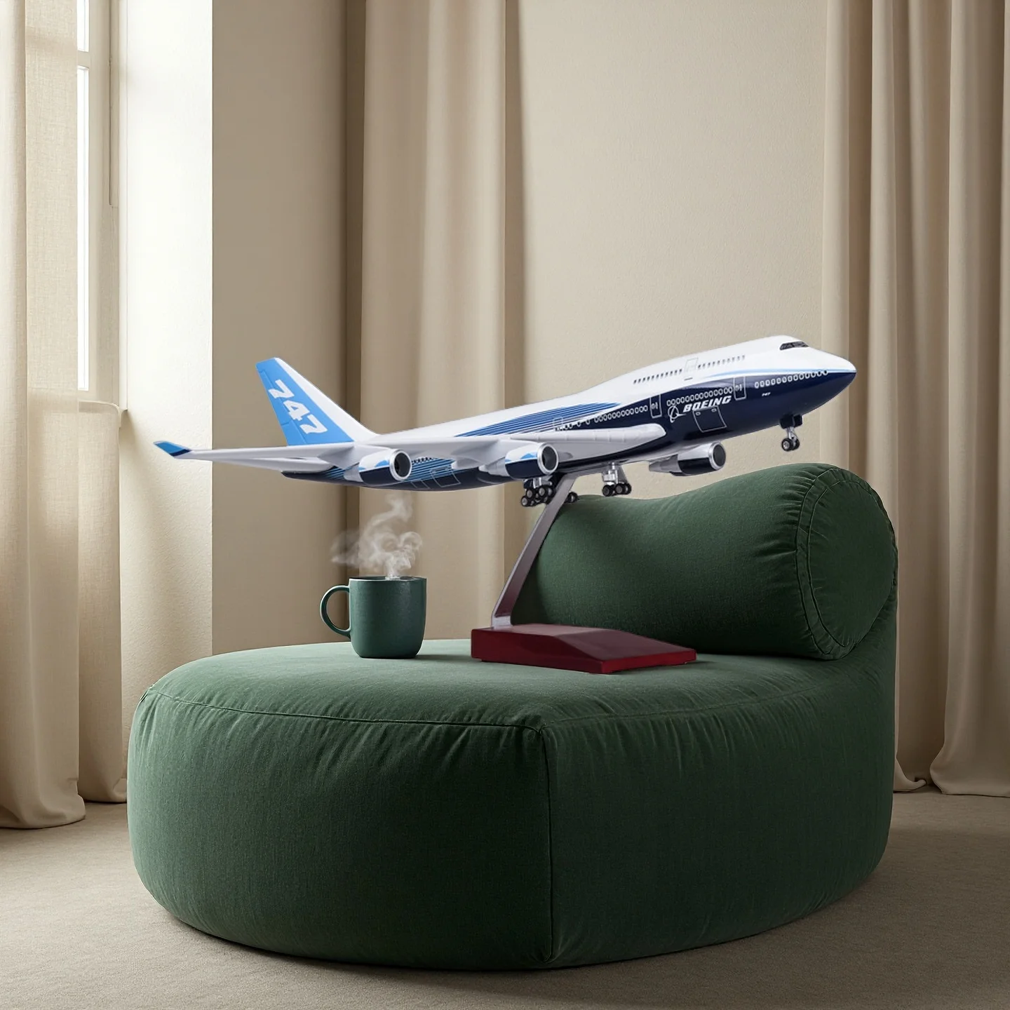 

Diecast Model Civil Airliner Prototype Aircraft B747 1:150 Scale 47cm Resin Airplane With Light Toy Collection Display Gifts