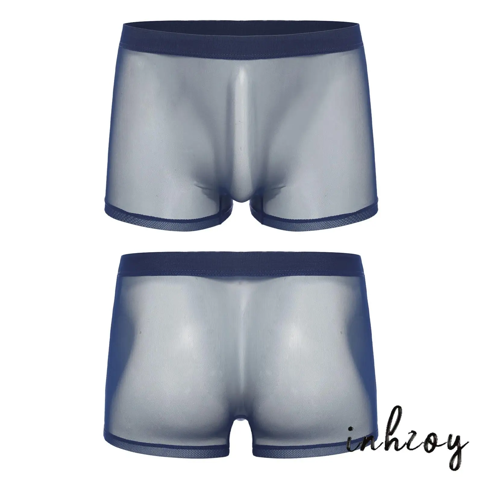 

Gay Mens See Through Mesh Boxer Briefs Elastic Waist Low Rise Underpants Swim Trunks Bikini T-back Cover Up Underwear Lingerie