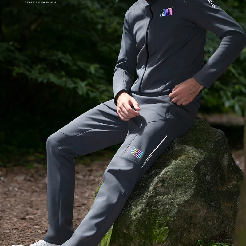 

Велосипедные брюки Lameda, осенние и зимние ветрозащитные теплые флисовые мужские брюки для отдыха, брюки для горного велосипеда, мужские брюки