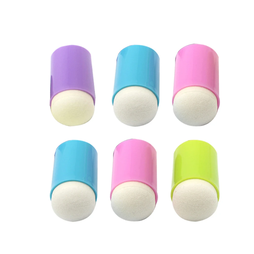 

6 Pcs Printing and Dyeing Tools Ink Pads Card Making Handwork DIY Stamp Finger Washable Plastic Sponge 's Colourful