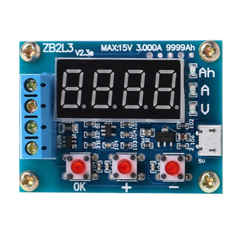 Probador de batería ZB2L3 azul 18650, 1 piezas, tipo de descarga de carga externa, 1,2-12V, probador de batería 18650 de capacidad igual, medidor de descarga