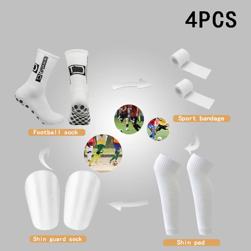 

Набор из 4 универсальных футбольных носков средней длины с силиконовыми вставками против скольжения, впитывающие пот, дезодорирующие, в стиле «стрелка»