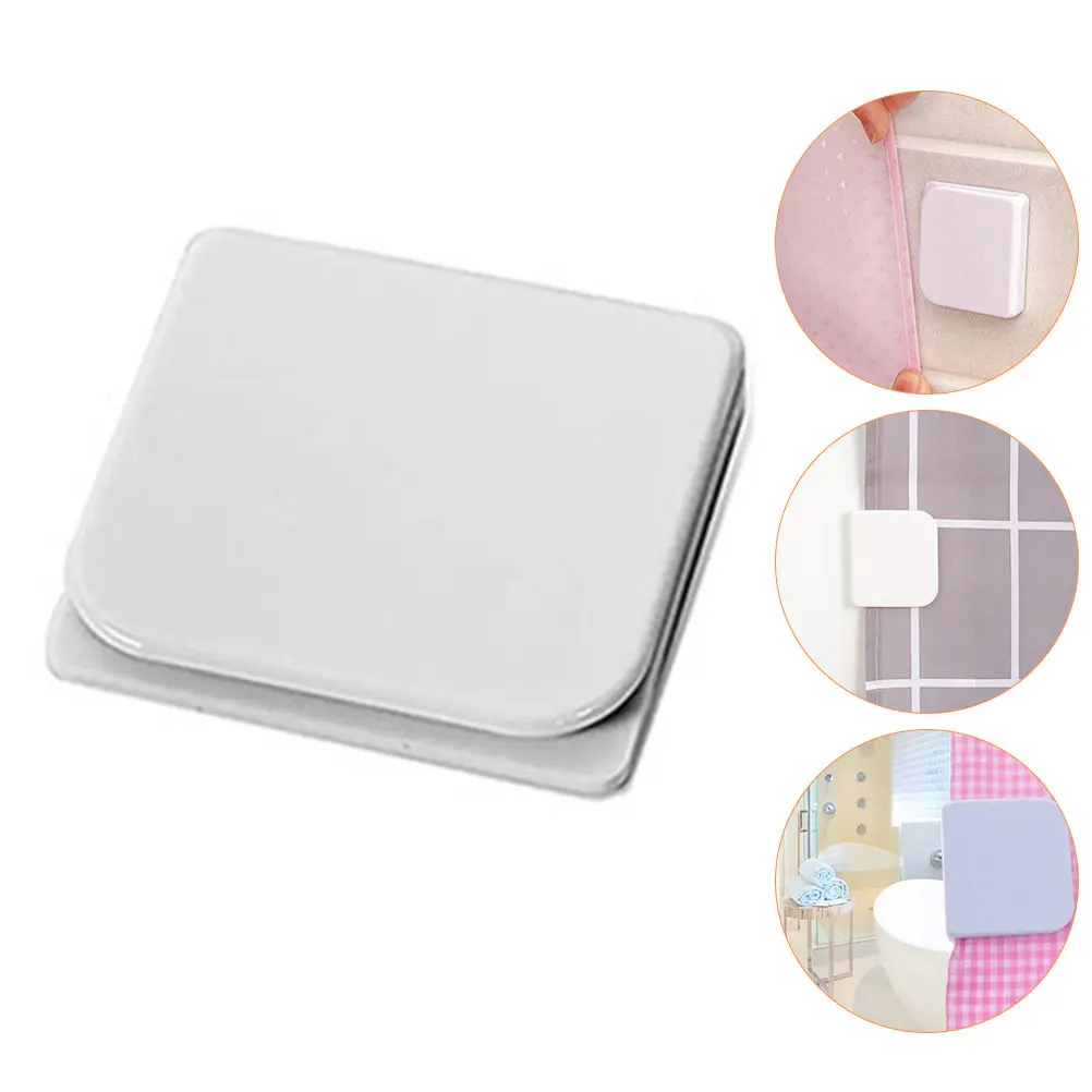 6 Pcs Shower Curtains Plastic Clips Self Adhesive Windproof Bathroom White Holder Holders
