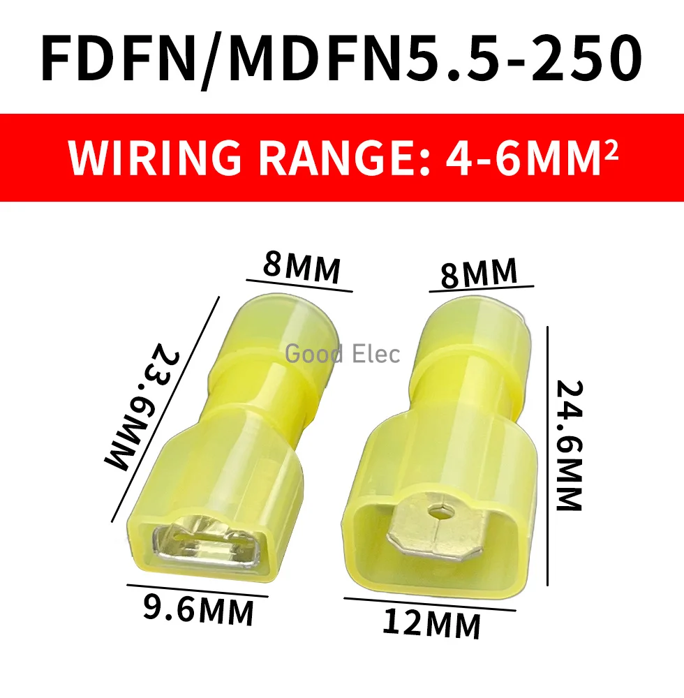 50pcs 25sets /10pcs 5sets MDFN FDFN MDFN+FDFN NYLON brass Male Female male Insulated Spade joint Connector Crimp Terminal