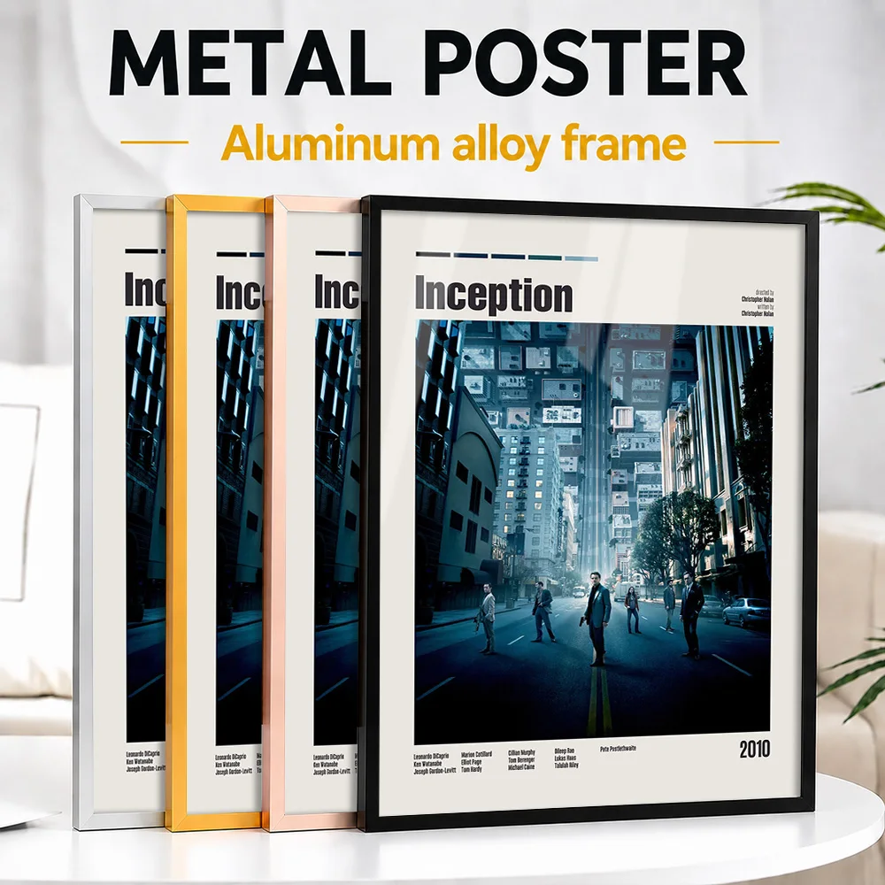Inception Movie Framed Metal Poster Personalized Screen Tribute Wall Art Perfect Within Entertainment Lounge As Story Lovers