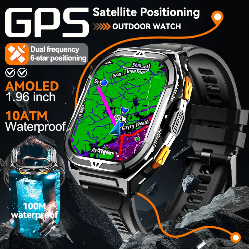 

New Military Grade TREX3 Watches GPS Smart Watch 1.96-inch 10ATM Waterproof 530mAh Battery Bluetooth Call Men Sports Smartwatch