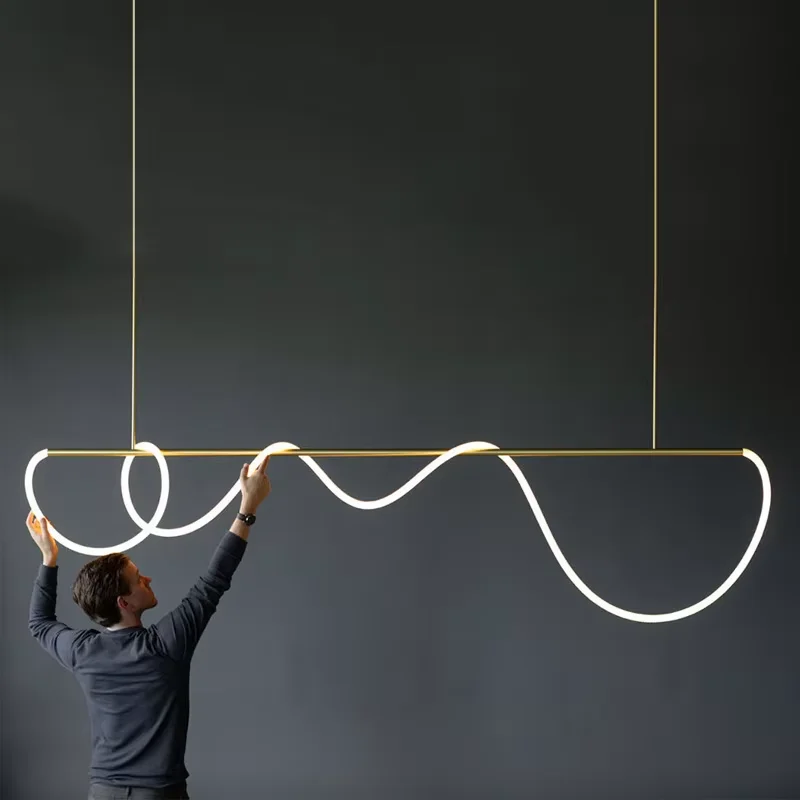 

Nordic Hose Led Chandelier Modern long tube Art Pendant light for Kitchen Living room Home Decor Lighting Fixture Designer lamp