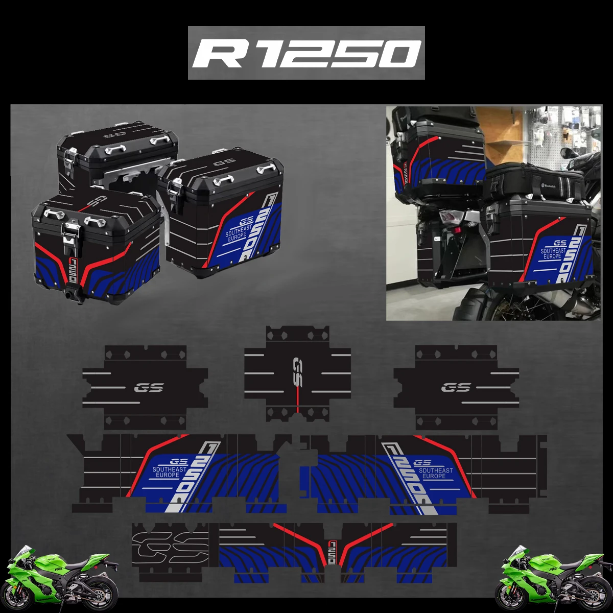 

For BMW R1250GS R1250 GS R 1250 GS 2019-2023 Adventure Reflective Sticker Protector Set Decorative sticker Aluminum BOX