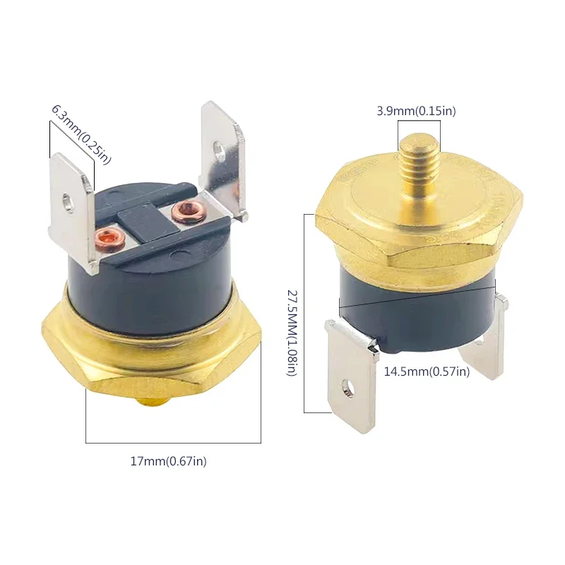 KSD301 M4 Copper Screw Thermostat Bimetallic 40C-150C Degree 10A 250V Normally closed 45C 55C 65C 75C 90C 100C 120C 150C Degree