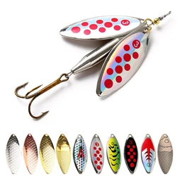 FTK 1pcs 20g 2#Hook Long Cast Fishing Lure Double Spinner Bait Artificial Hard Slice Metal Lures for Pike Fishing Fishing Tackle