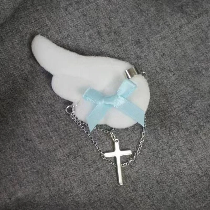 ホットガールアニメヘアピンサブカルチャーエンジェルウィングヘアクリップぬいぐるみサイドクリップティーンガール Y2K ヘアスタイリングクリップパンク頭飾り