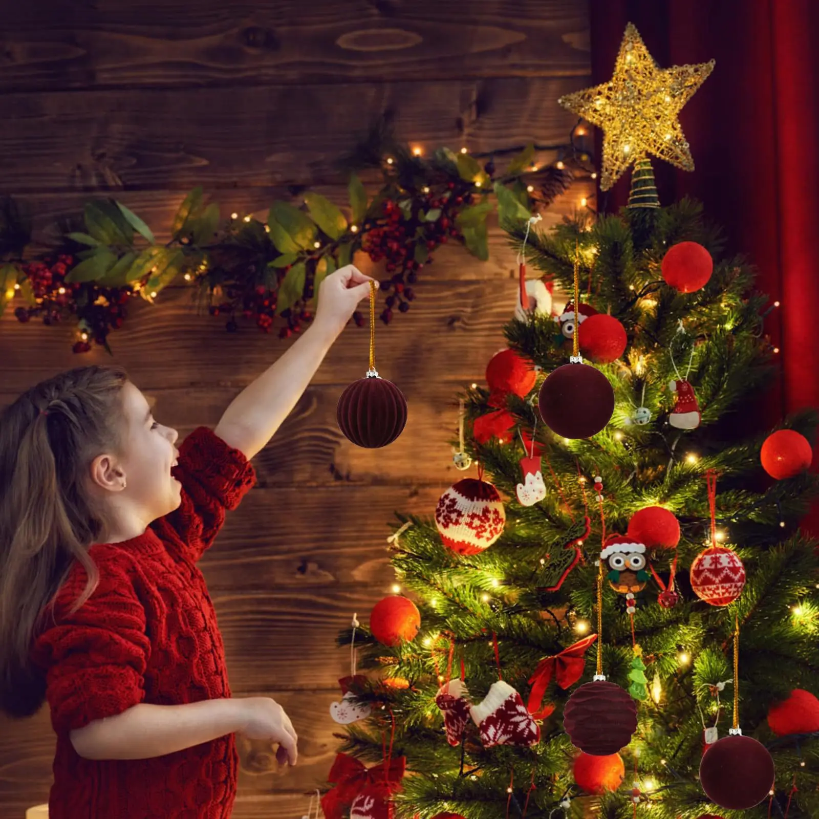 12pcs 6cm Velvet Christmas Ball Ornaments Home Plush Christmas Balls Pendant Red Green Color Balls Reusable Drop Ornaments - Image 6