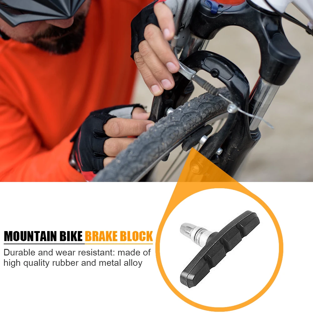 1-10PCS Durable Bicycle Silent Brake Pads 60MM Cycling V Brake Holder Shoes Blocks Rubber Bike Parts For Mountain Folding Bikes