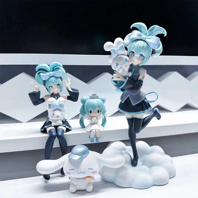 Bandai 17 см аниме Hatsune Miku X Cinnamoroll фигурка аниме периферийные коллекционные модели украшения для рабочего стола в стиле каваи подарок