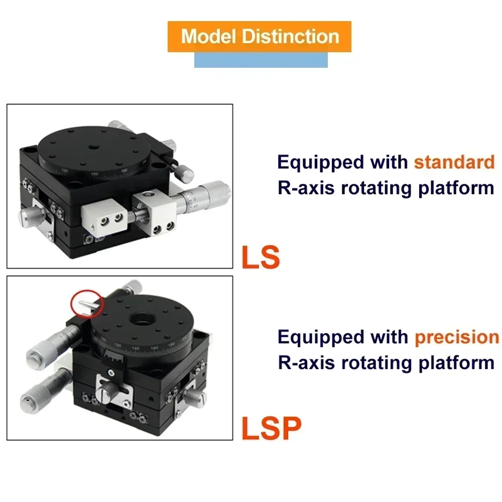 XYRZ Axis Precision Knob Slide Table 360 Degree Rotating Measuring Instrument Manual Fine-tuning Displacement Platform