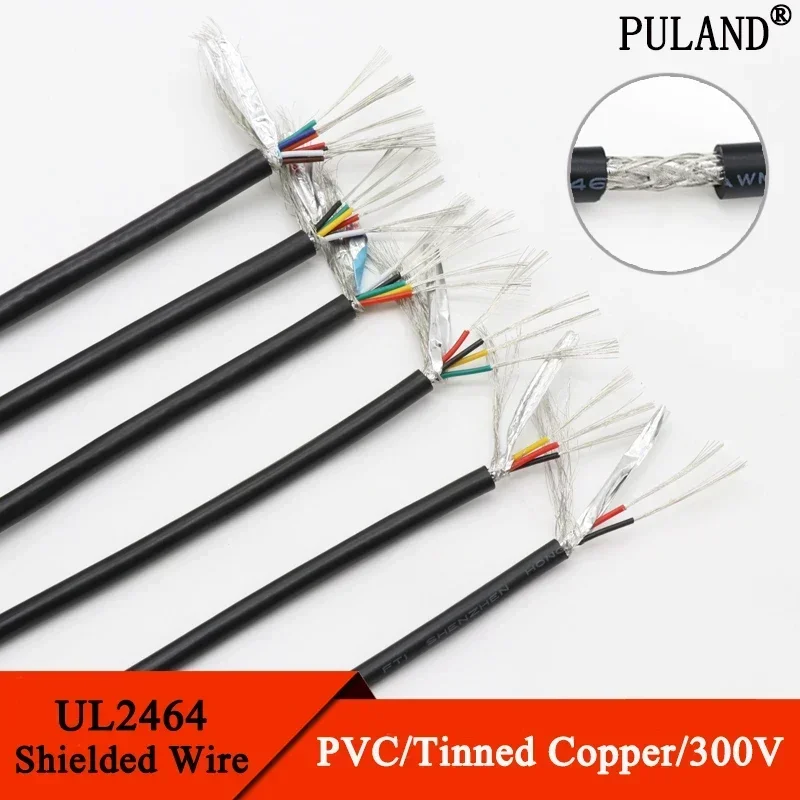 5/10M UL2464 Shielded Wire 26AWG 24AWG 22AWG Channel Audio Line 2 3 4 5 6 8 Cores Copper Signal Control Cable Sheathed Wires