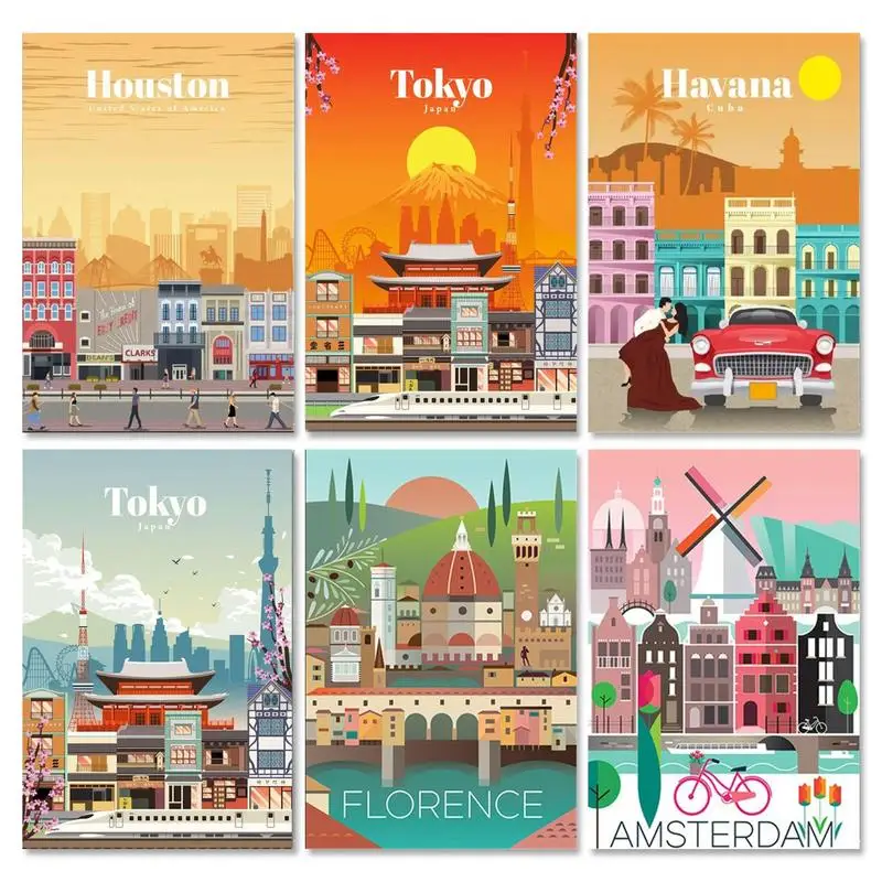 

GATYZTORY Frame Painting By Number For Adults illustration Landscape Drawing Paint For Painting Kits Wall Art Picture Diy Gift