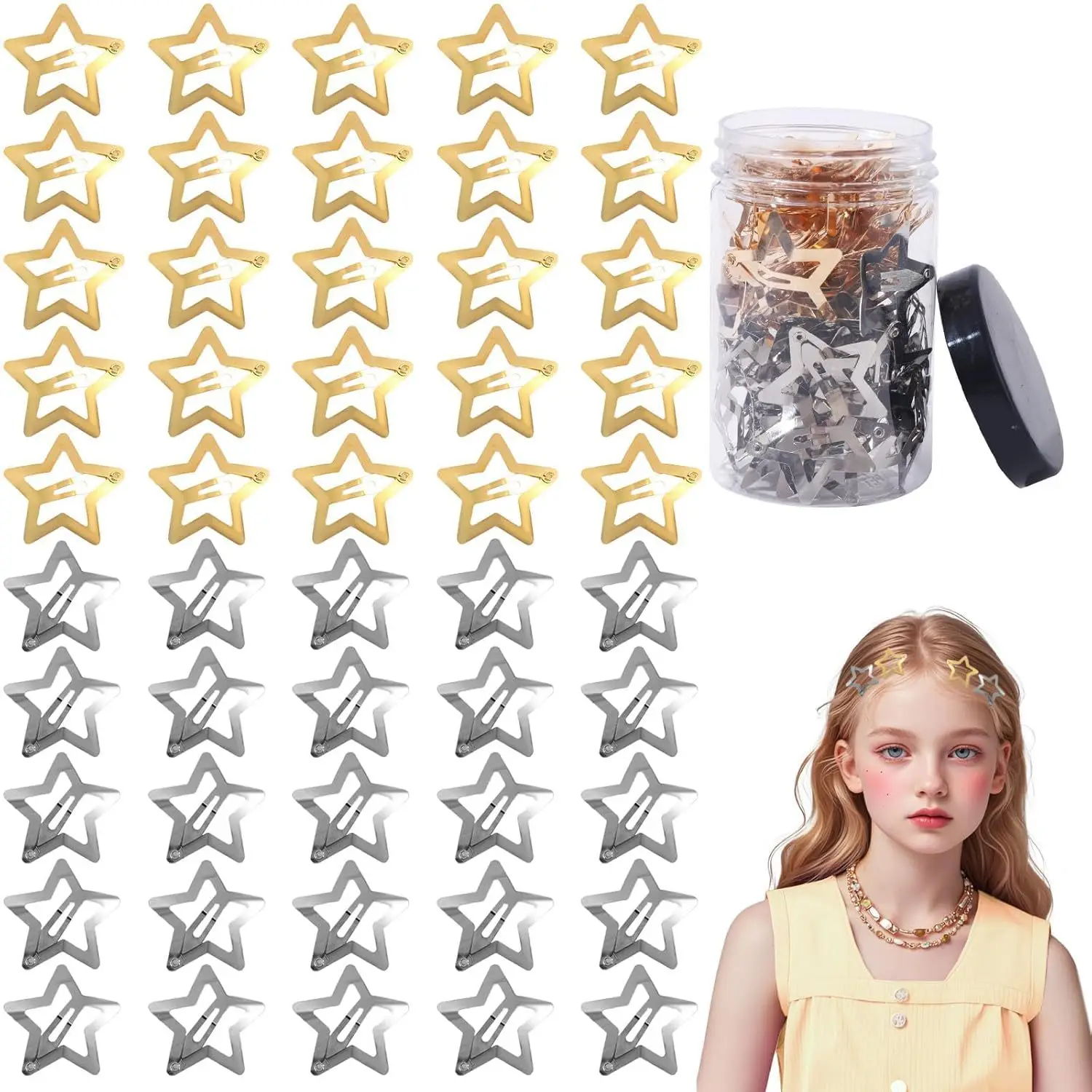 Y2K Star Bobby Pin Set (10/20/50 Stück), tägliches, vielseitiges Party-Design, einfach und exquisit, sicher getragen, ohne das Haar zu beschädigen – Detail 1