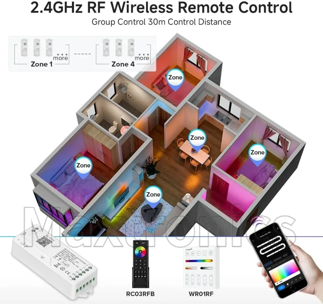 DC5-24V Tuya WiFi WS2811 WS2812B controlador LED SPI direccionable funciona con Google Home Alexa para tira de LED WS2814 SPI RGBWIC RGBIC