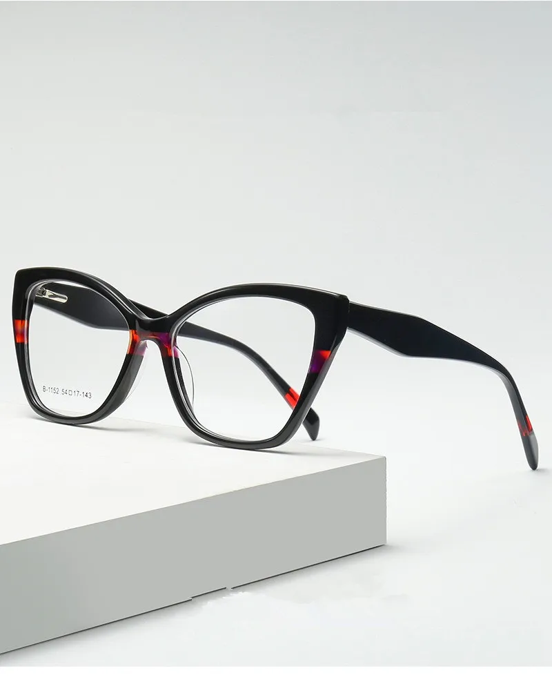 Fashionable Cat Eye Panels, Multi-color Eyeglass Frames, Trendy Women's Plain Glasses, Customizable Prescription Lenses