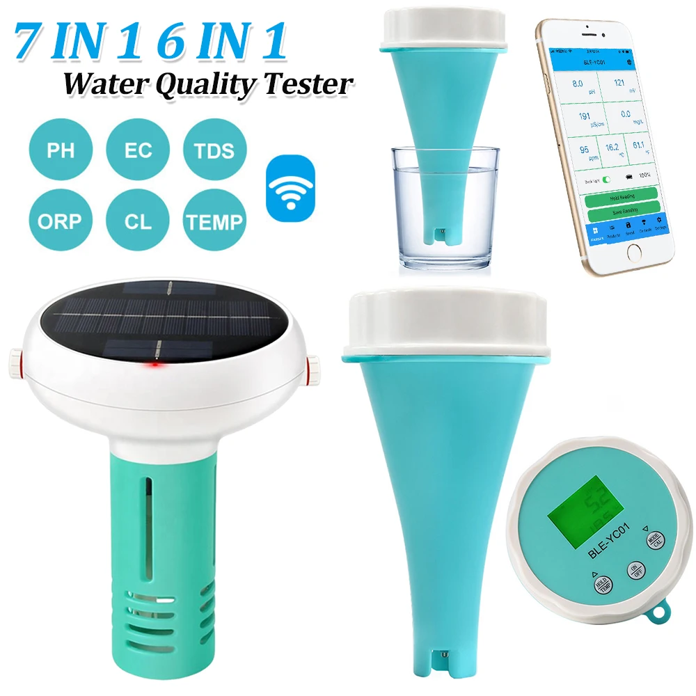 

7 In 1 Intelligent Chlorin Meter Bluetooth-Compatible Swim Pool Water Tester Water Quality Tester Pool Salt Tester for Pools