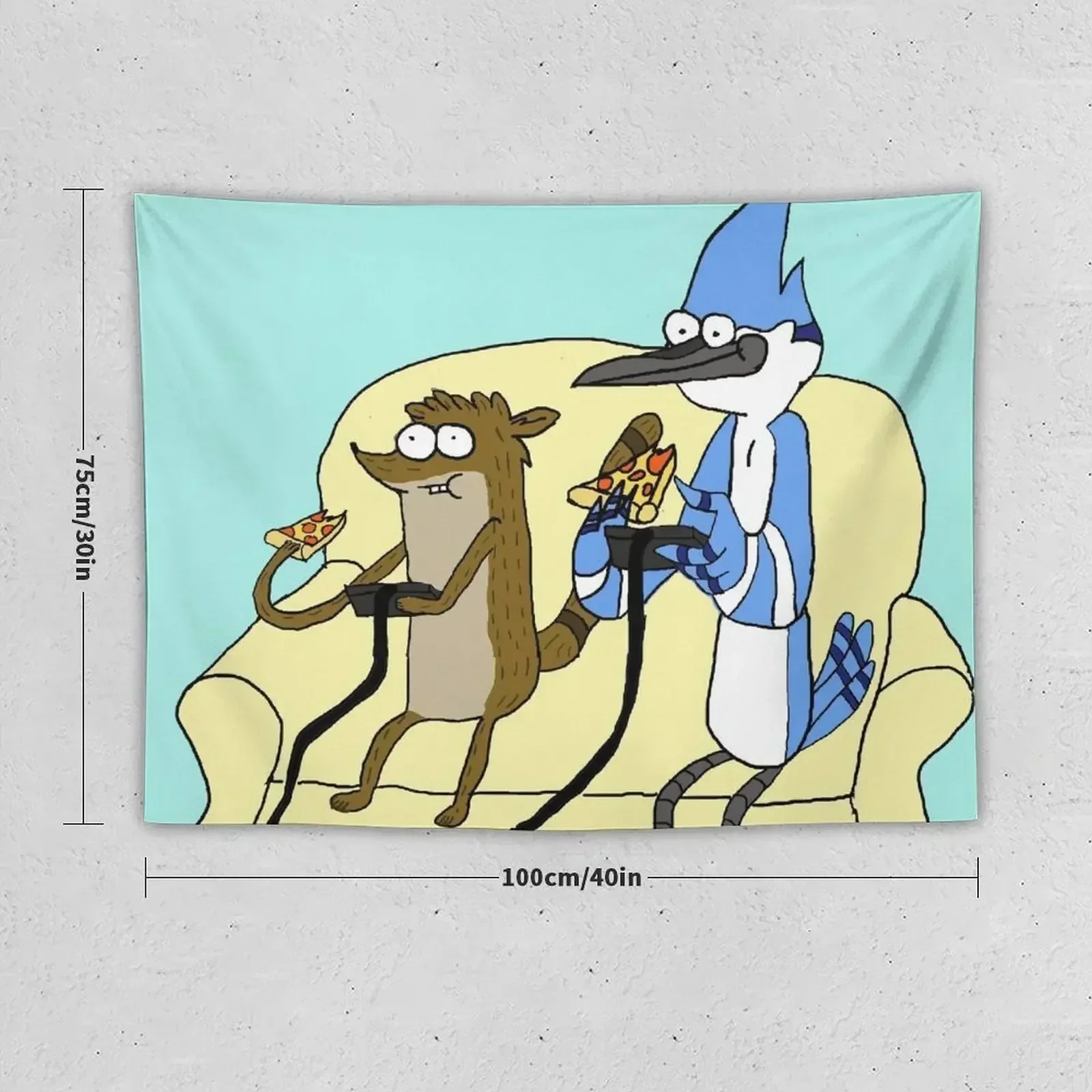 Rigby and Mordecai Best team, Love for pizza and games Tapestry Carpet Wall Cute Room Things Wallpaper Bedroom Tapestry