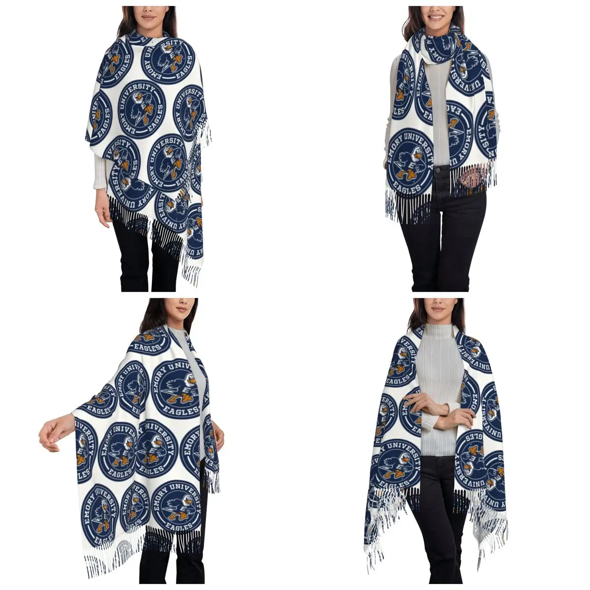 Emory University Eagles Circle Scarf Tassel Scarves for Women Soft Warm Shawls and Wraps Long Fall Winter Shawl Wrap