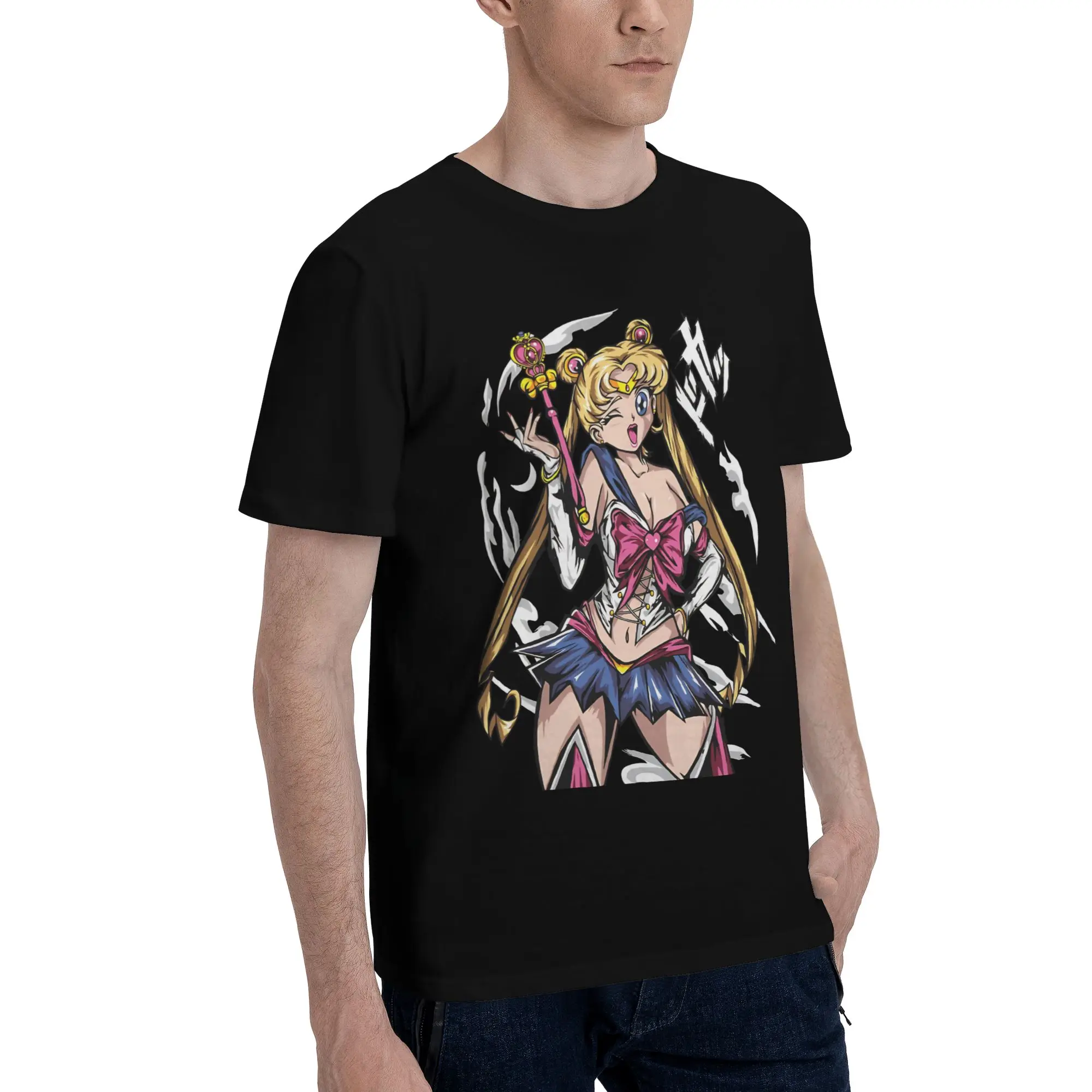 moon gardian  Novelty Graphic 100% Cotton T-Shirt Bandai Sailor Moon Tops Tees For Men
