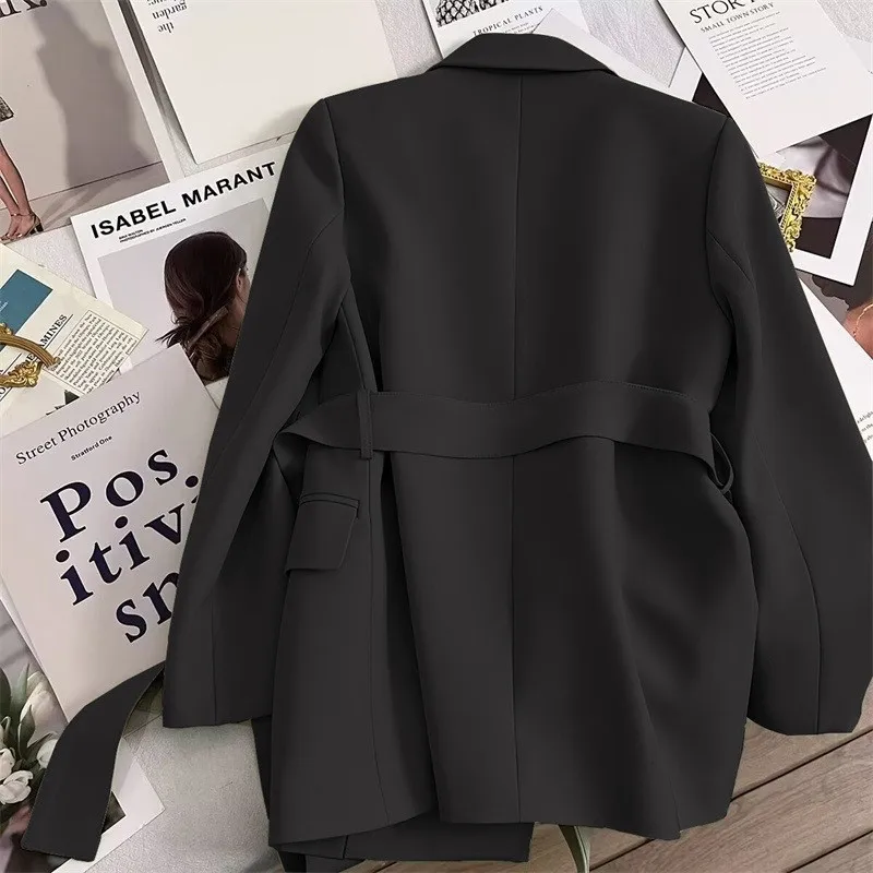 Elegante giacca sportiva donna autunno nuovo colore solido cravatta giacca temperamento versione coreana del vestito di tendenza casual abbigliamento donna