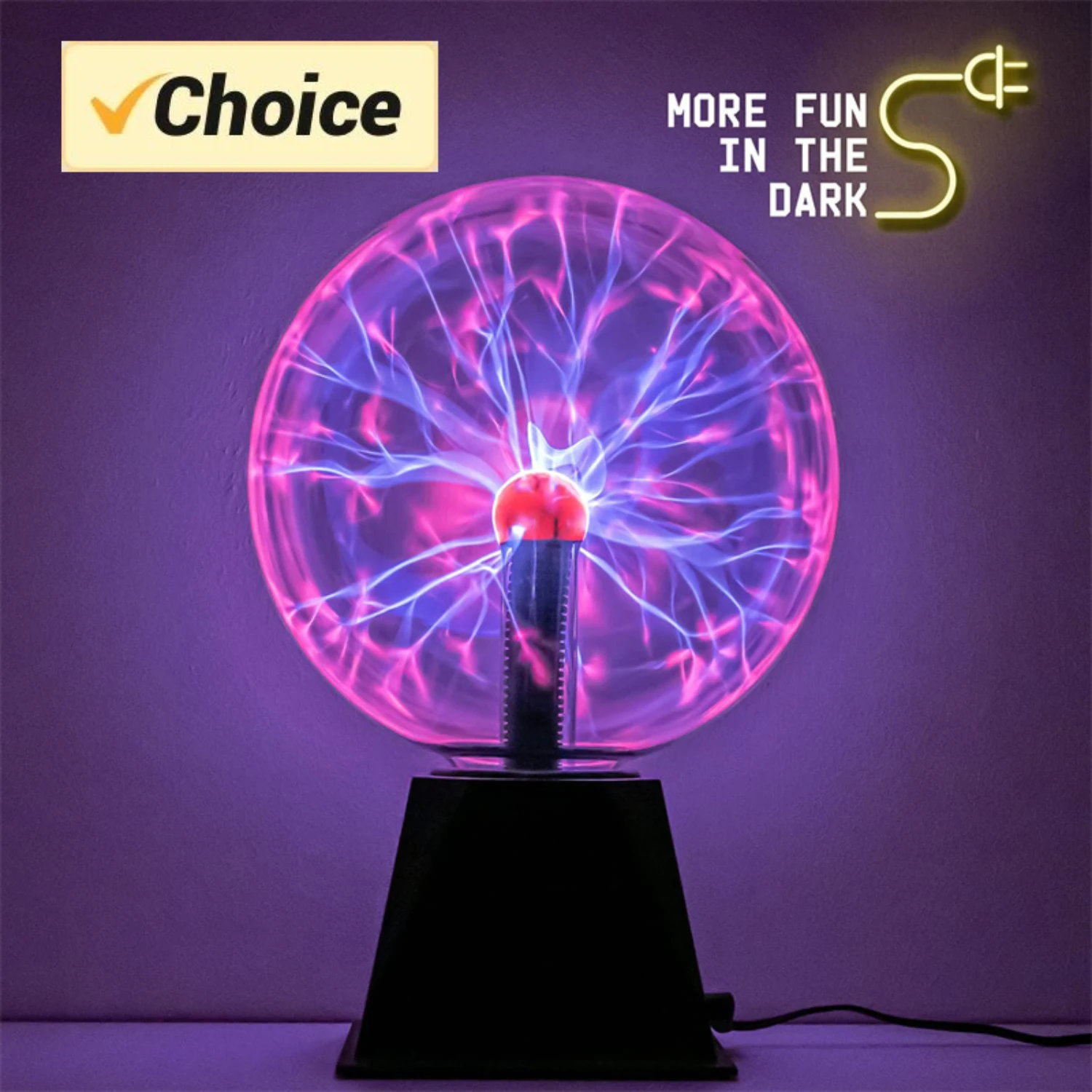 Mágico Touch Glass Plasma Ball Lamp, 3 Polegada, LED, perfeito para o tamanho de uma atmosfera acolhedora, decorativa, festa de Natal, novo