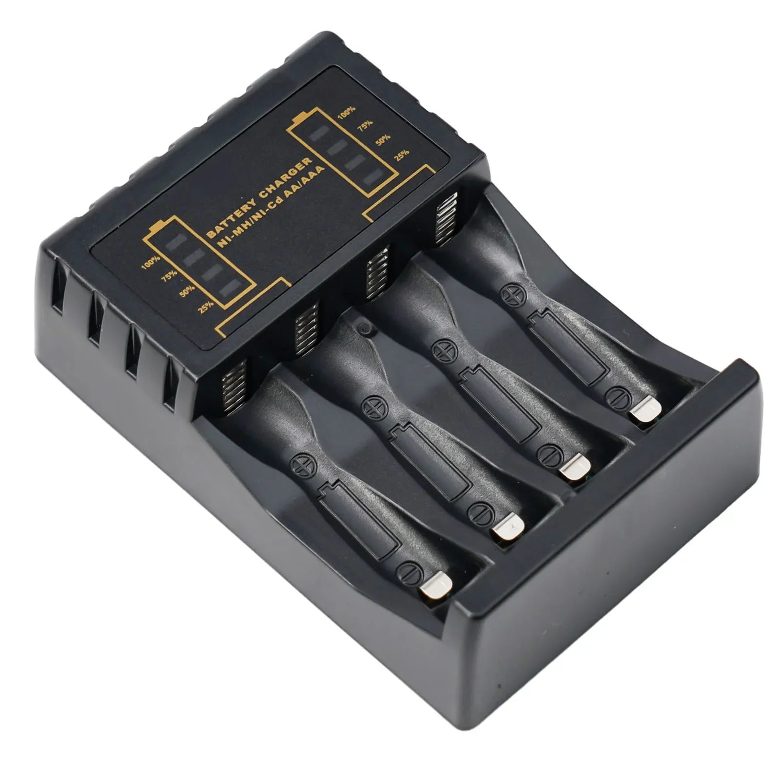 User Friendly and Compact Battery Charger for AA AAA Rechargeable Batteries 4 Slots Reverse Polarity Detection
