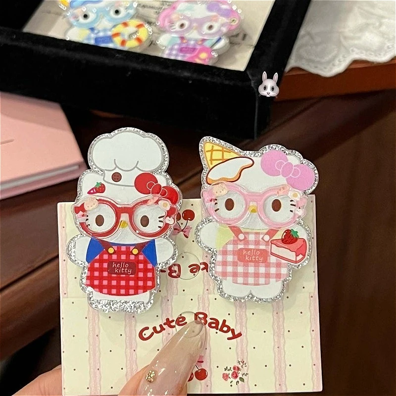 سانريو مرحبا كيتي مشبك شعر الاكريليك منقار البط كليب الحلو المئزر مقاطع الشعر الانفجارات الموضة كليب أغطية الرأس إكسسوارات الشعر فتاة هدية