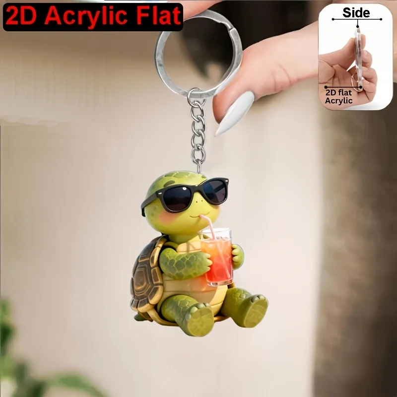 3/6 Piece Set of Acrylic Turtle Keychains, 
