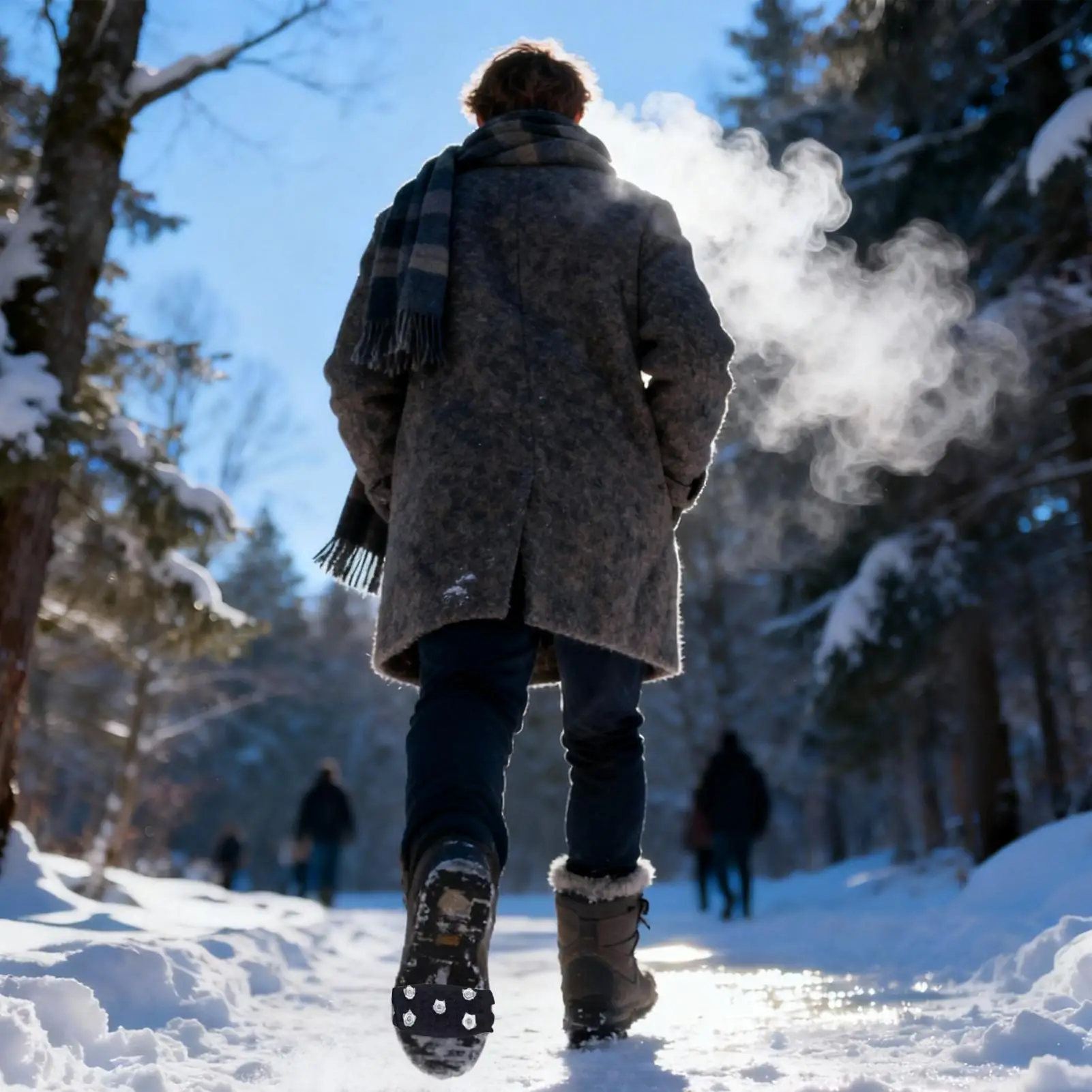 

1 пара универсальных противоскользящих накладок на обувь с 5 шипами, износостойкие, для ходьбы и походов, аксессуары для защиты от снега, нескользящие