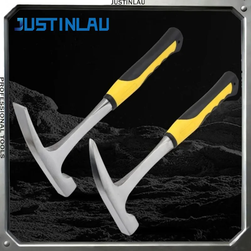 JUSTINLAU Multifunctional Integrated Hammer Professional Geological Exploration Tool Pointed Flat Head Mud Hammer Mining Hammer
