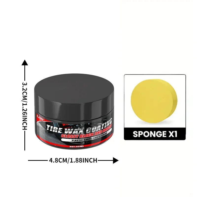 شمع الإطارات للسيارات - تركيبة أمينيا سوداء 30 مل، تجديد الأجزاء البلاستيكية ومحسن اللمعان الداخلي، كريم حماية الإطارات