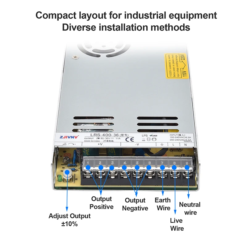 

400W SMPS Switching Power Supply LRS-400 Overload Protection Single Output Small Volume Transformer Slim 12V 24V 36V 48V