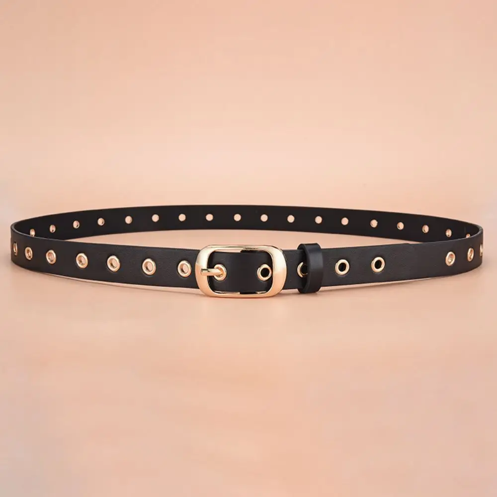 1pc Neue frauen Gürtel Mode Metall Öse Gürtel Kein Stanzen Hohl PU Leder Gürtel Gepaart mit Jeans Gürtel für Männer und Frauen – Detail 5