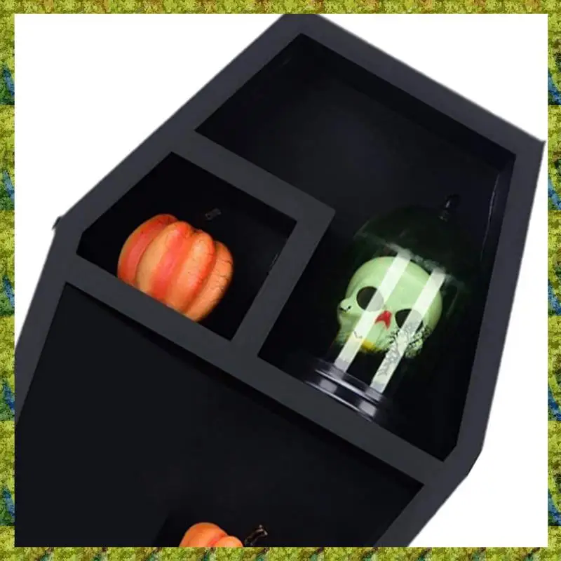 

UISN 1 PCS Solid Floating Wall Shelves Coffin Shelf PVC For Home Bedroom Living Room Bathroom - Spooky Gothic Decor